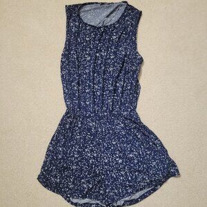 Mango Women's Navy Printed Open Back Romper, Size XS / S